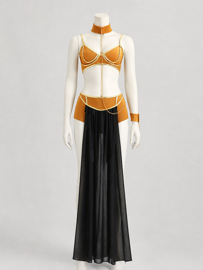 Egyptian Costume with Skirt and Accessories side view