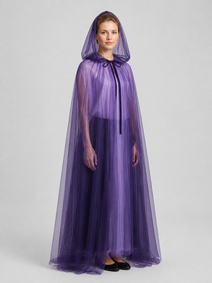 Black Mesh Hooded Death Cloak for Halloween side view