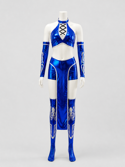 Mortal Kombat Cosplay Costume Blue Set side view