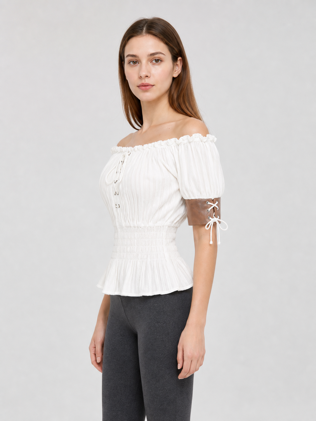 Off-the-Shoulder Blouse with Puff Sleeves