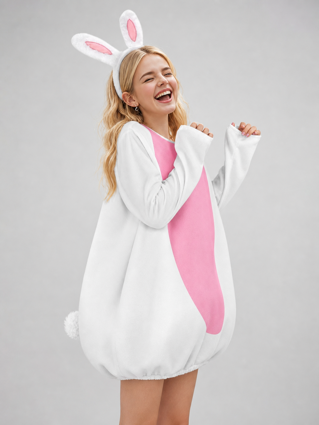 Rabbit Costume with Ears, Tail, and Pink Panel