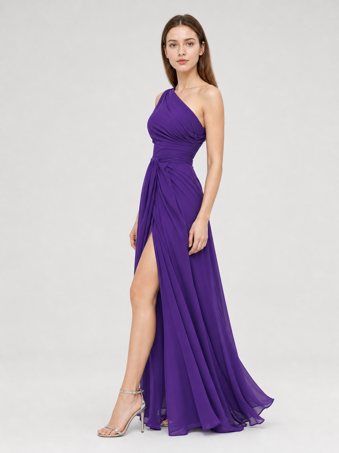 One-Shoulder Evening Dress with a High Slit