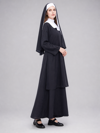 This nun costume is designed for a distinctive themed look and is suitable for costume parties, stage performances, themed events, Halloween, and other occasions when you want to add recognizable details to your outfit. The set comes in a c