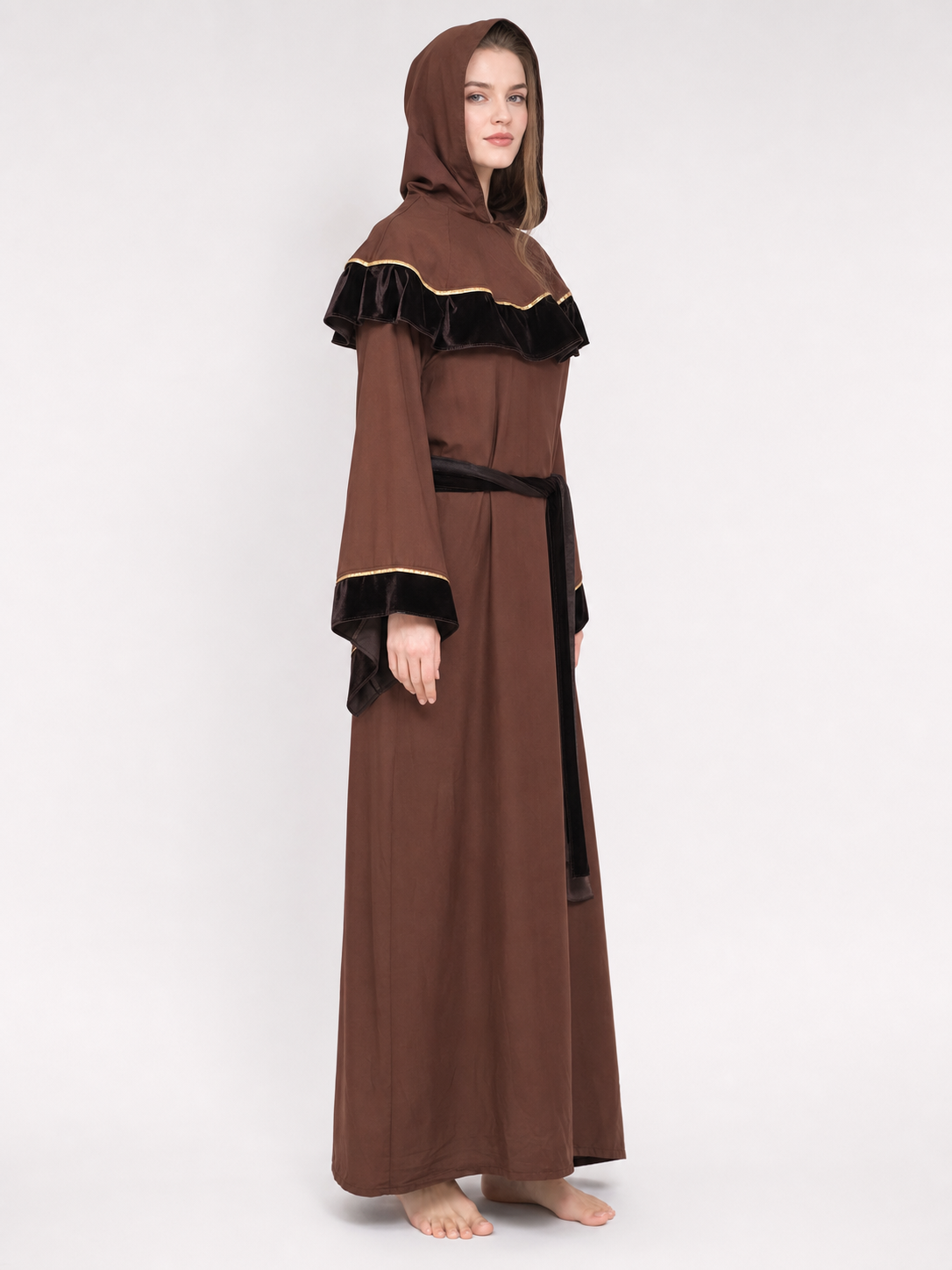 Medieval-Style Hooded Robe with Belt