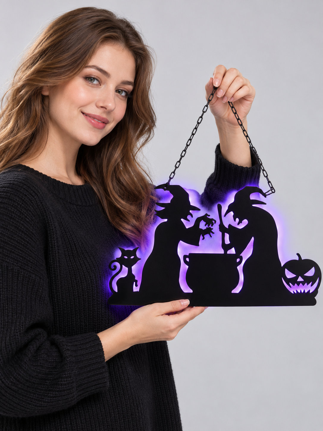 Backlit Hanging Decoration, Black and Purple