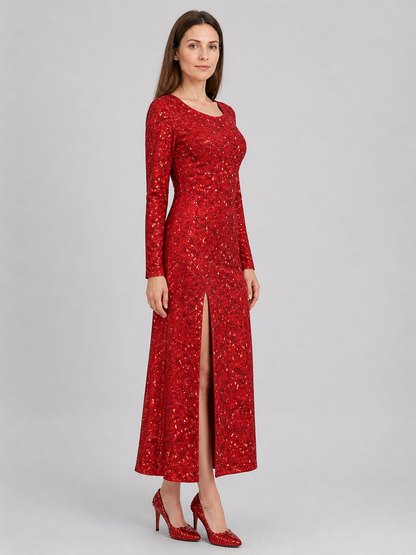 Shrek 2 Fairy Godmother Cosplay Dress, Red with Sequins side view