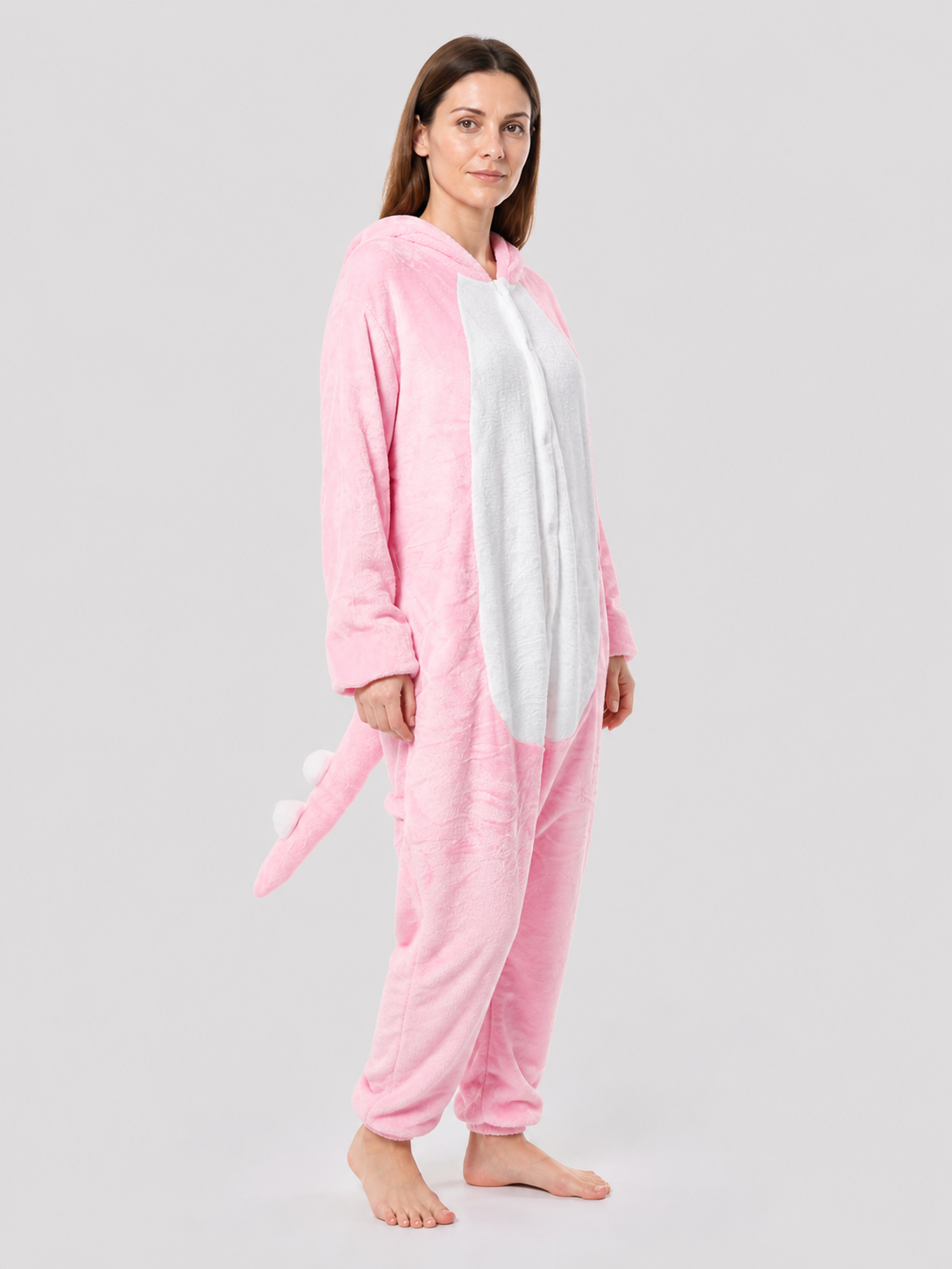 Flannel Hooded Animal Onesie Pajamas side view
