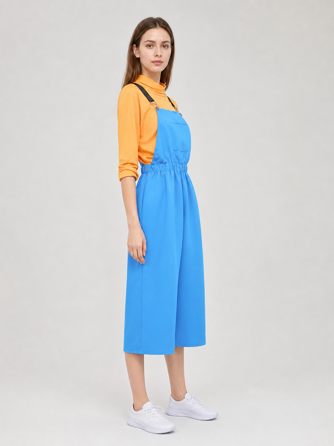 Cosplay jumpsuit with chest pocket and straps side view