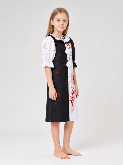 Clown Dress Costume with Ruffles and Red Splatter