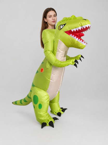 Green inflatable dinosaur costume for parties
