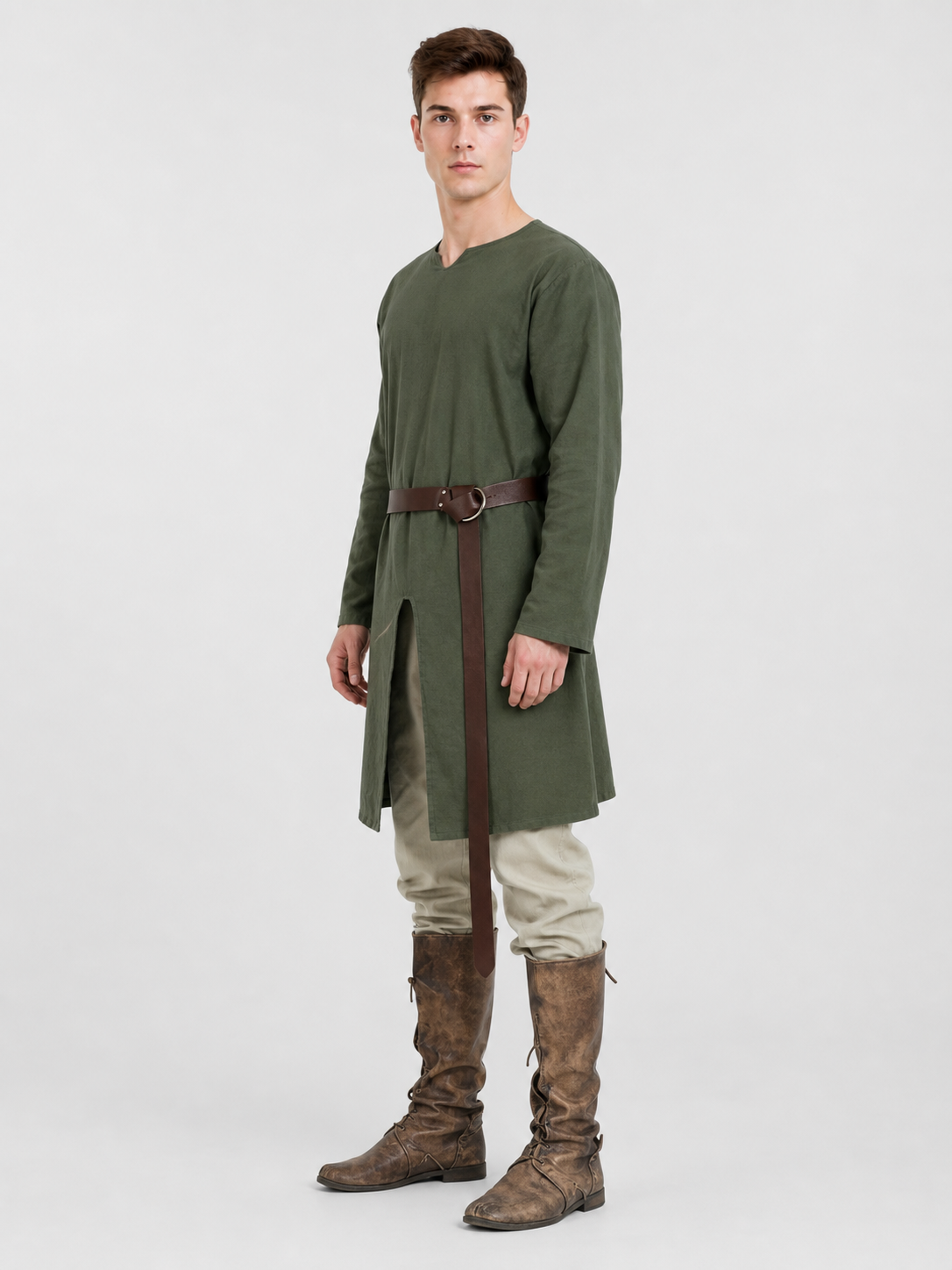 Green Medieval Robe, Long Sleeves, Loose Fit