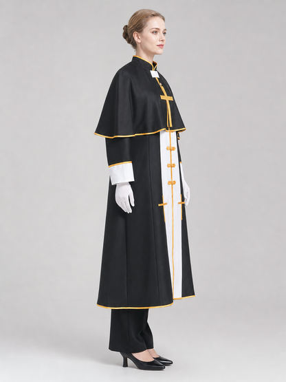 Priest costume with cross and cape