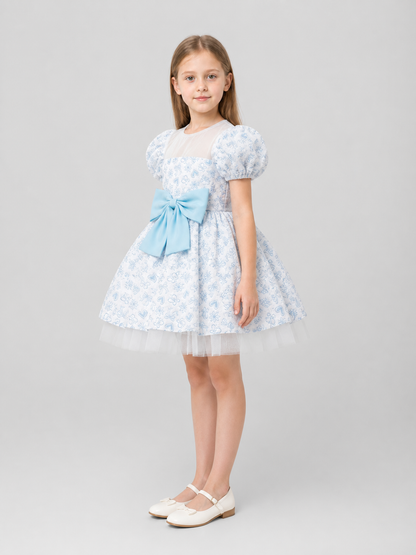 Girls’ Princess Party Dress with Bow and Tulle side view