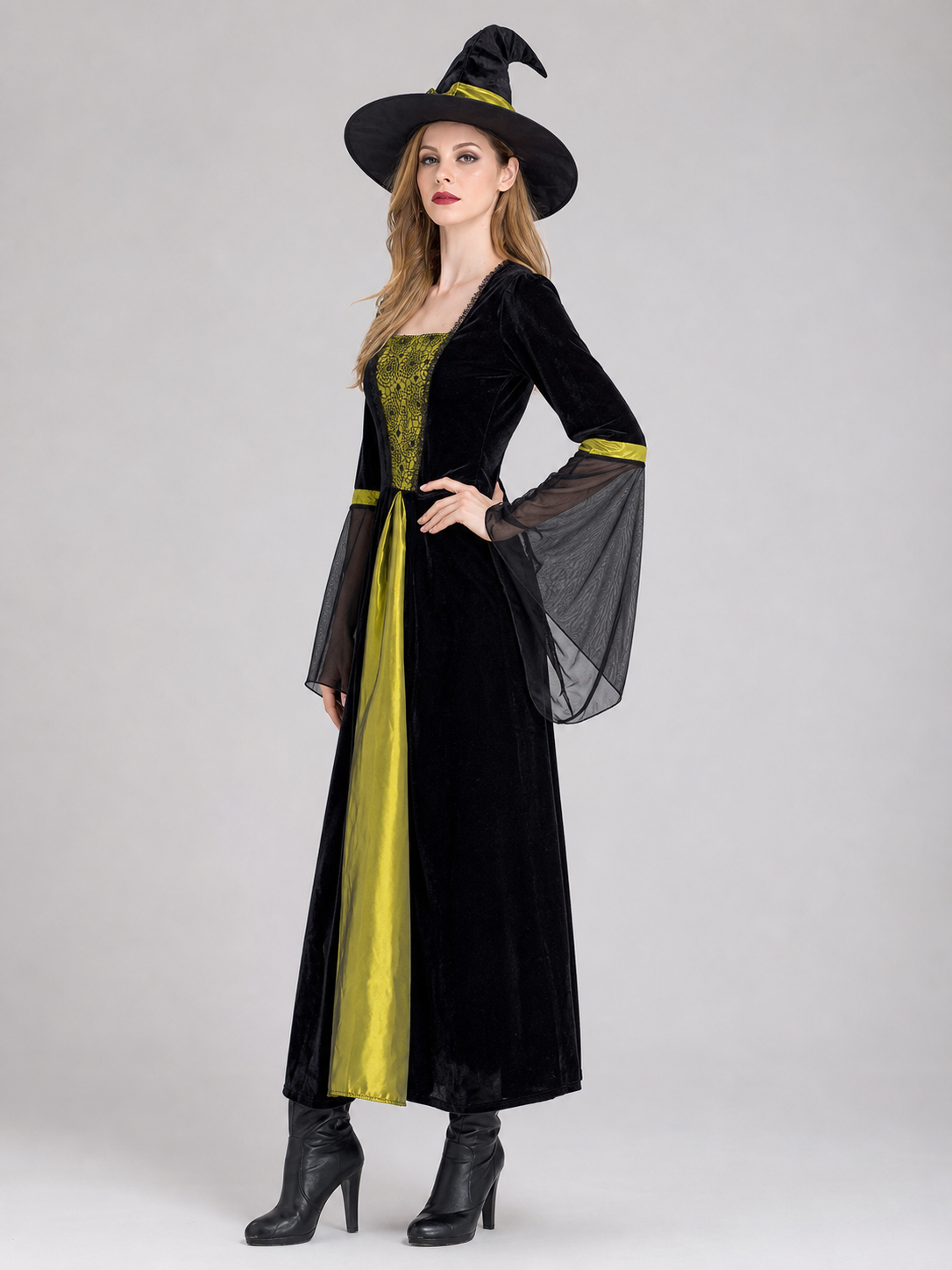 Witch Costume with Hat and Long Dress
