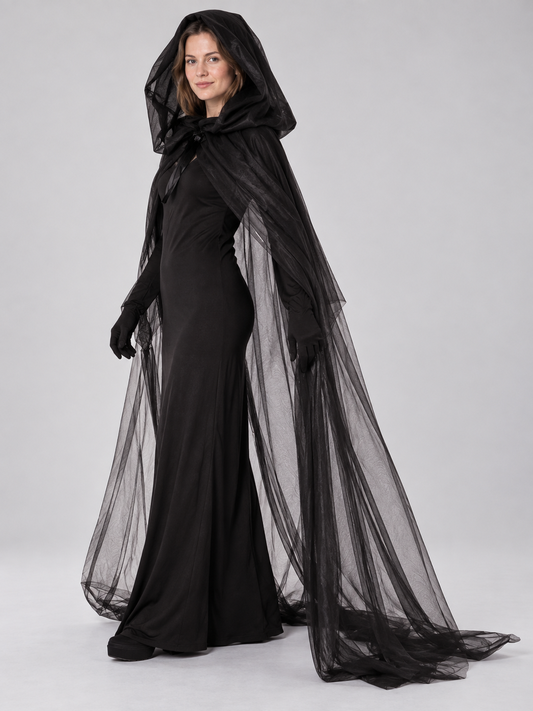 Vampire Costume with Cape and Gloves