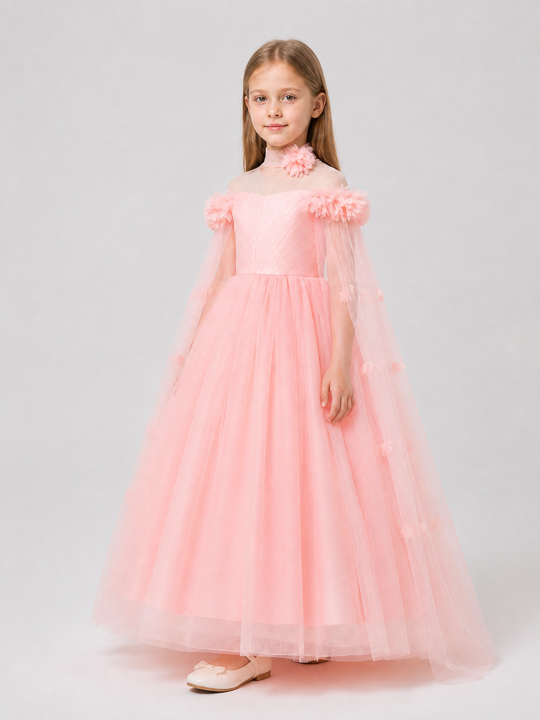 Pink Layered Tulle Princess Dress side view