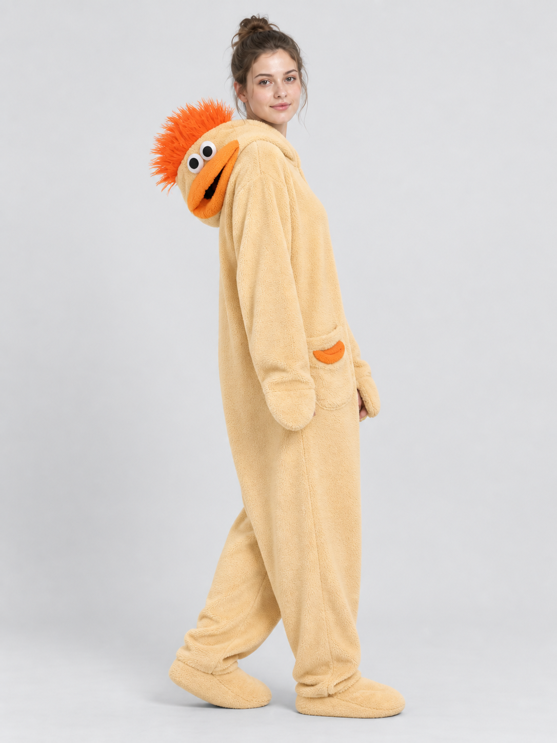 Insulated Fleece Kigurumi Pajama with Puffy Decoration