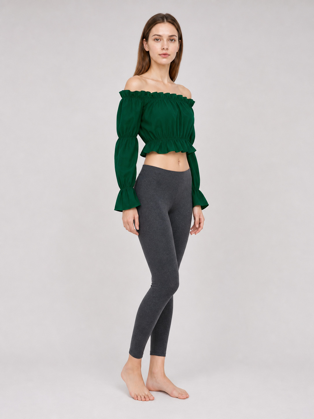Off-the-Shoulder Blouse with Puff Sleeves