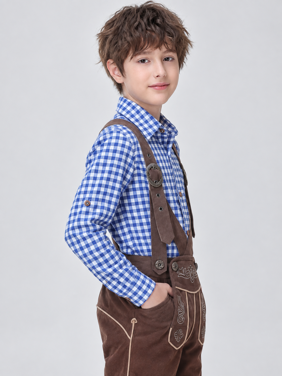 Blue Plaid Long-Sleeve Button-Down Shirt