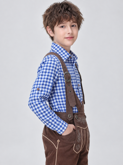 Blue Plaid Long-Sleeve Button-Down Shirt