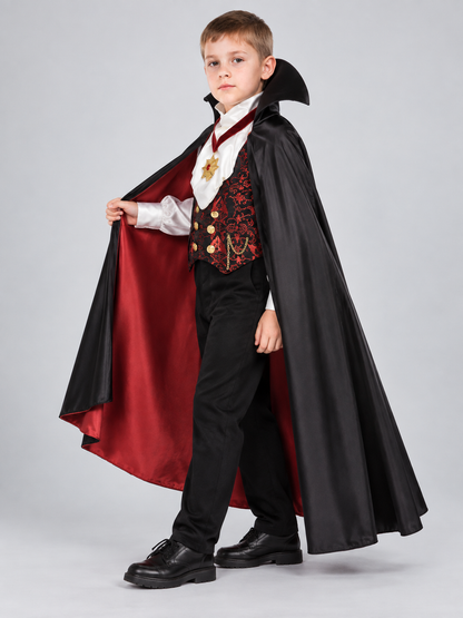 Vampire Costume with Cape, Jabot, and Vest