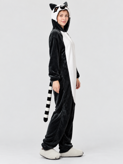Panda Hooded Pajama Jumpsuit with Ears