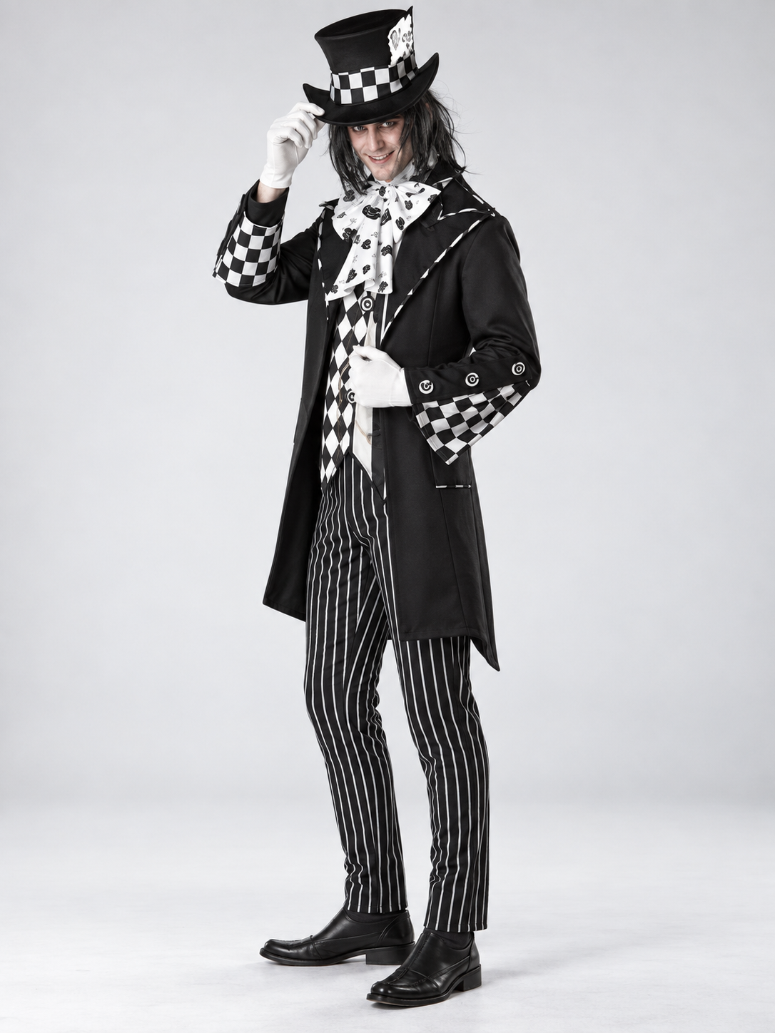 Black and white vampire costume with top hat