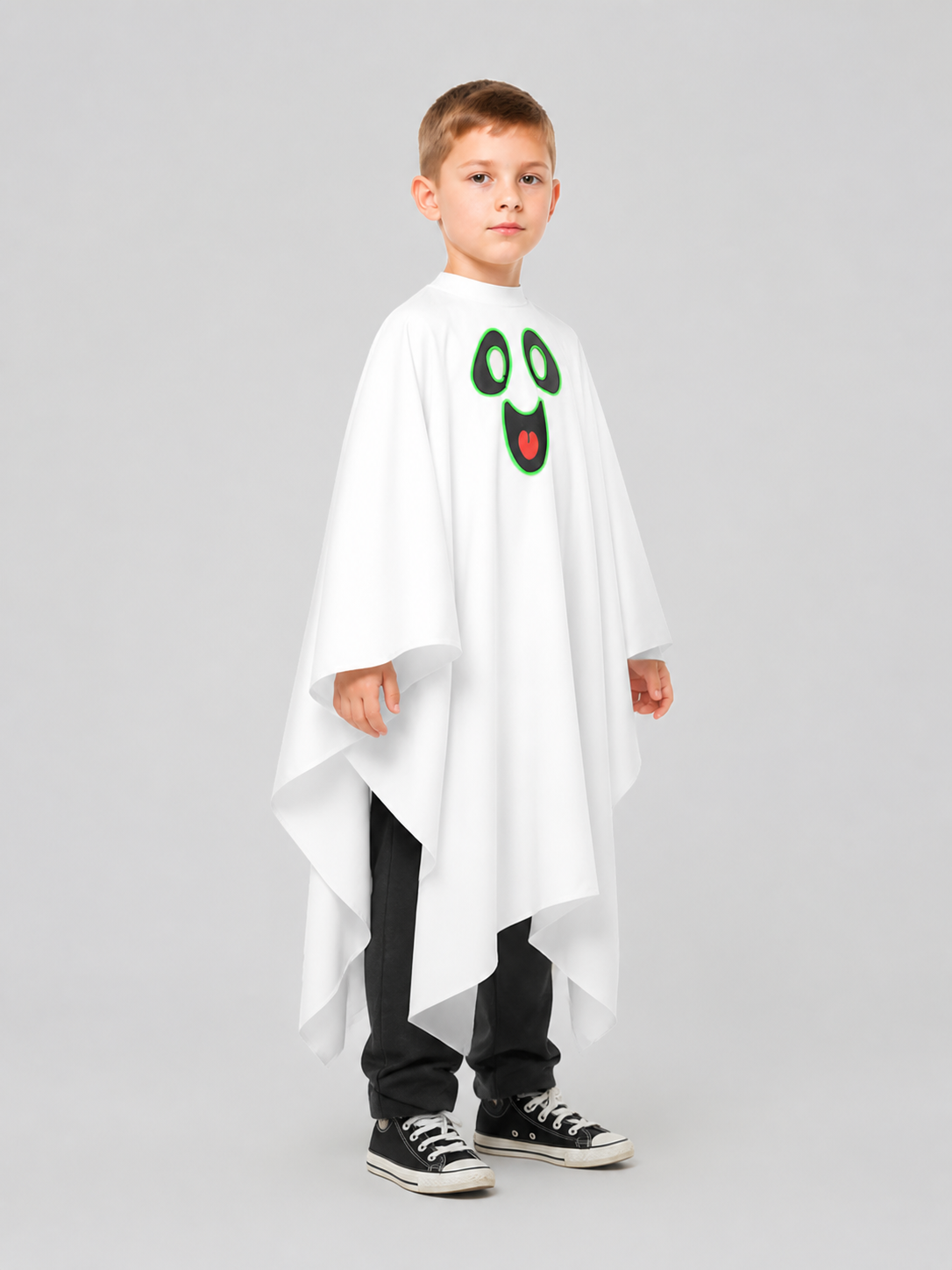 Glowing White Ghost Cape for Halloween Cosplay side view