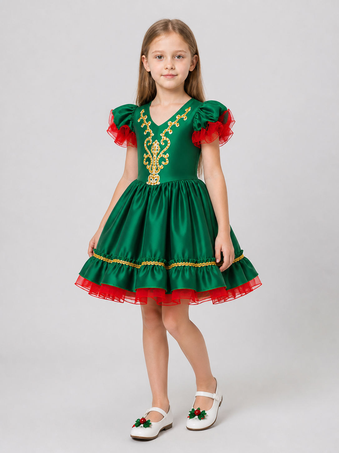 Festive Christmas Dress with a Full Skirt side view
