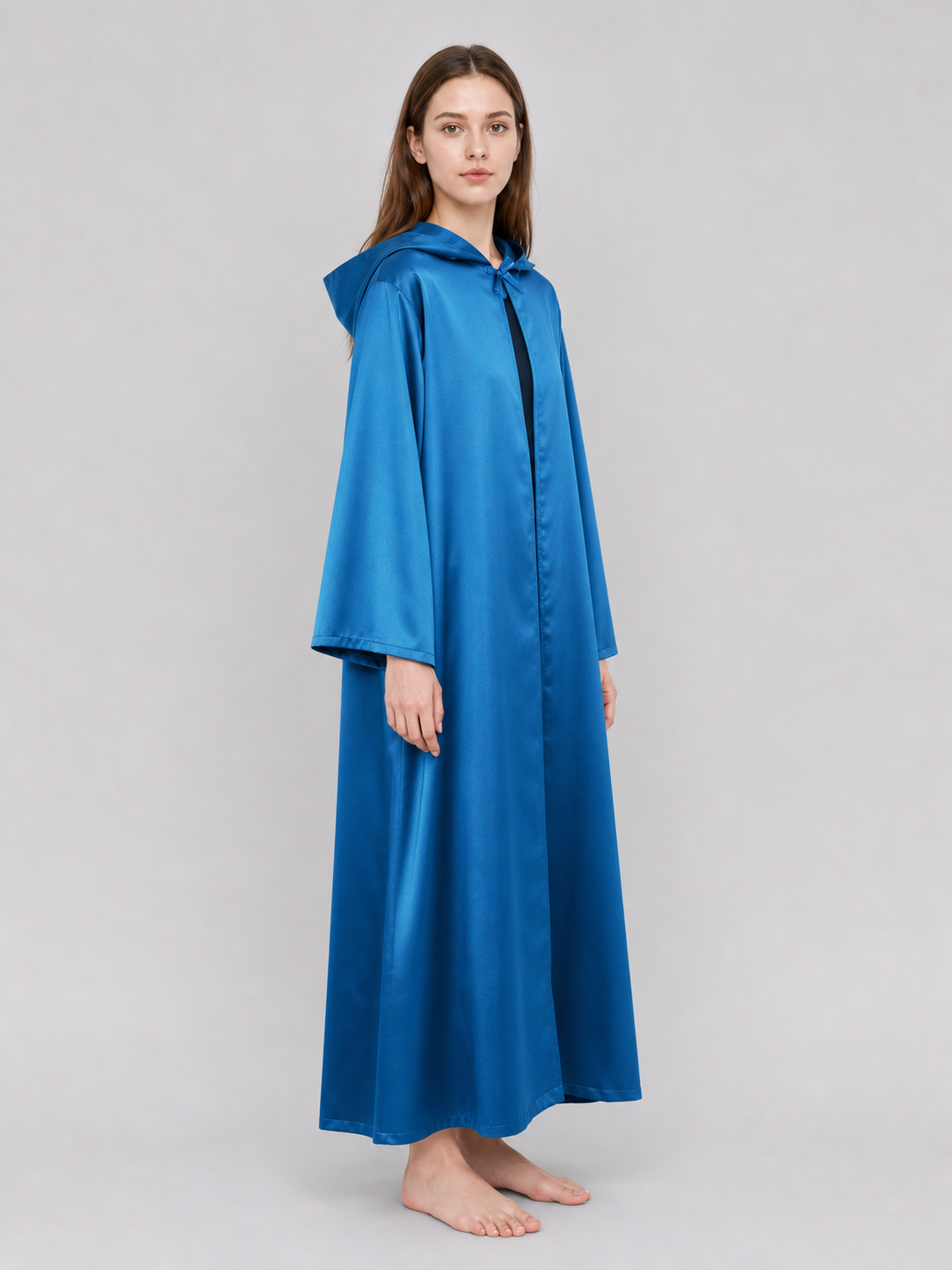 Blue hooded cloak for Jedi costume and cosplay