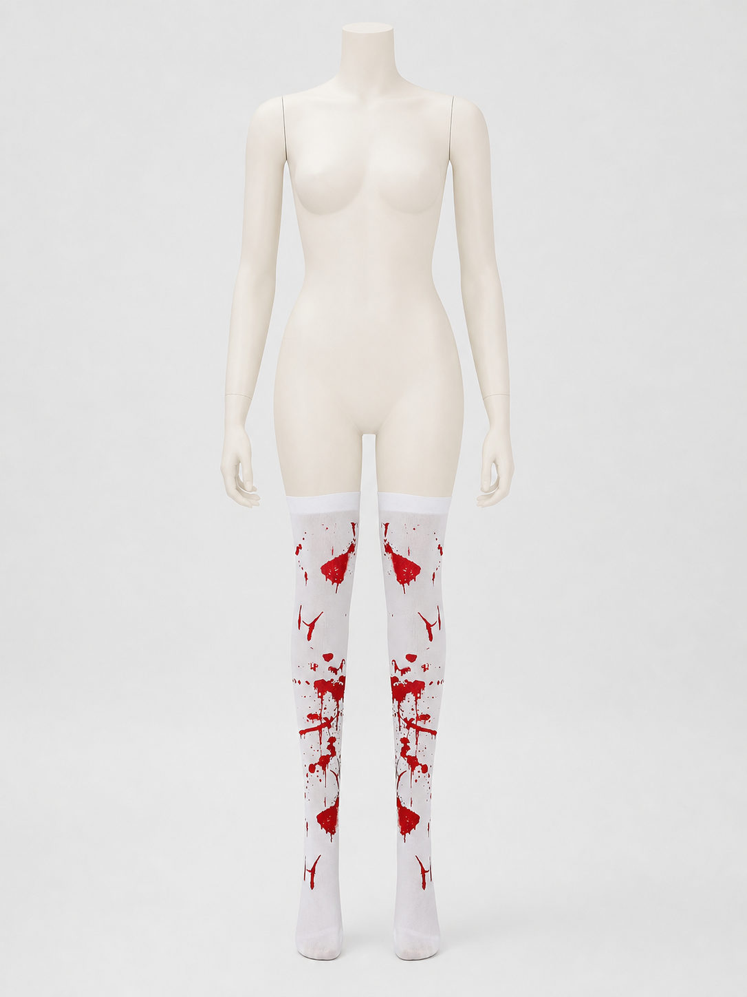 White Long Socks with Red Blood Splatter, Pair side view