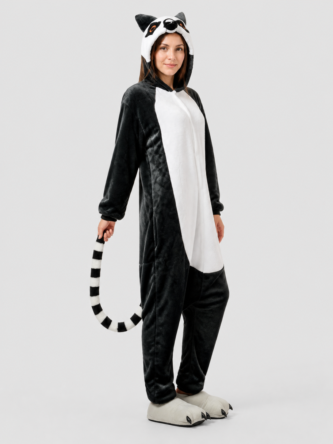 Husky Flannel Hooded Kigurumi Pajamas side view