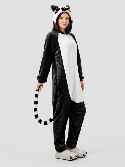Husky Flannel Hooded Kigurumi Pajamas side view