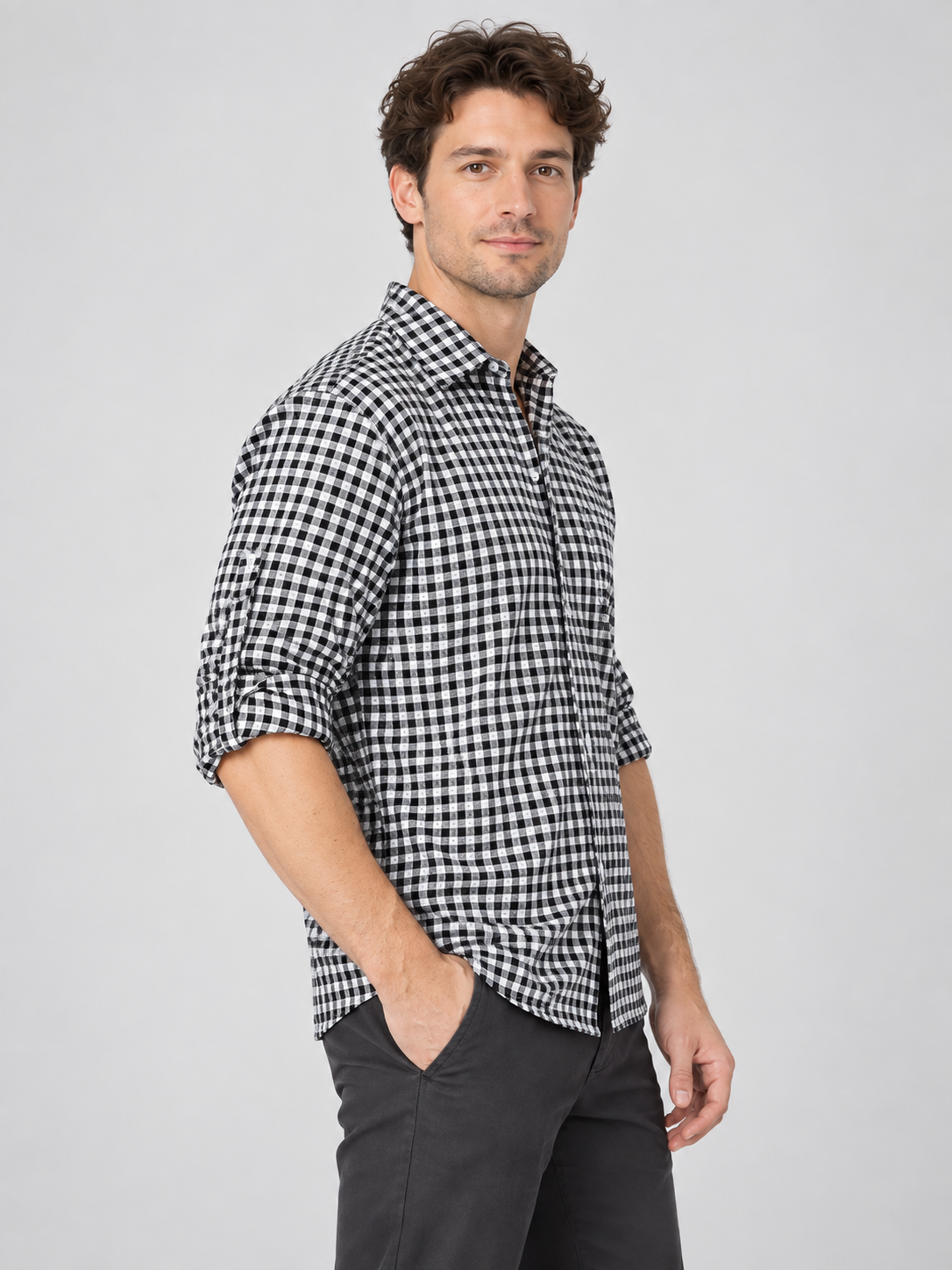 Black and White Checkered Shirt for Oktoberfest