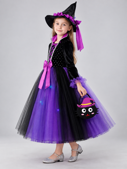 Children's Witch Costume with Pointed Hat side view