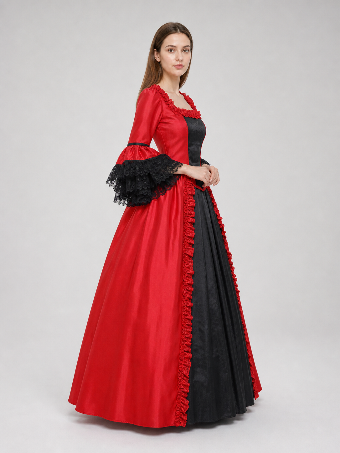 Gothic Lace Dress with Flared Sleeves