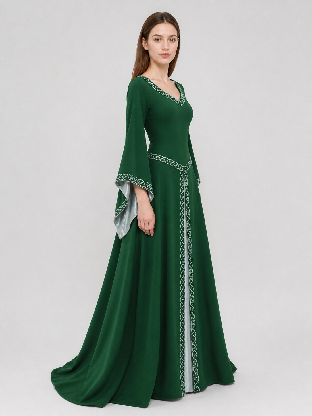 Long Celtic-Style Embroidered Dress