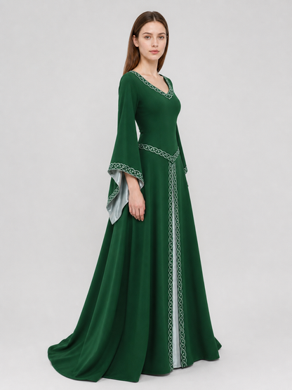 Long Celtic-Style Embroidered Dress