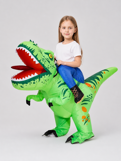 Inflatable T-Rex Dinosaur Costume, Green, One Size