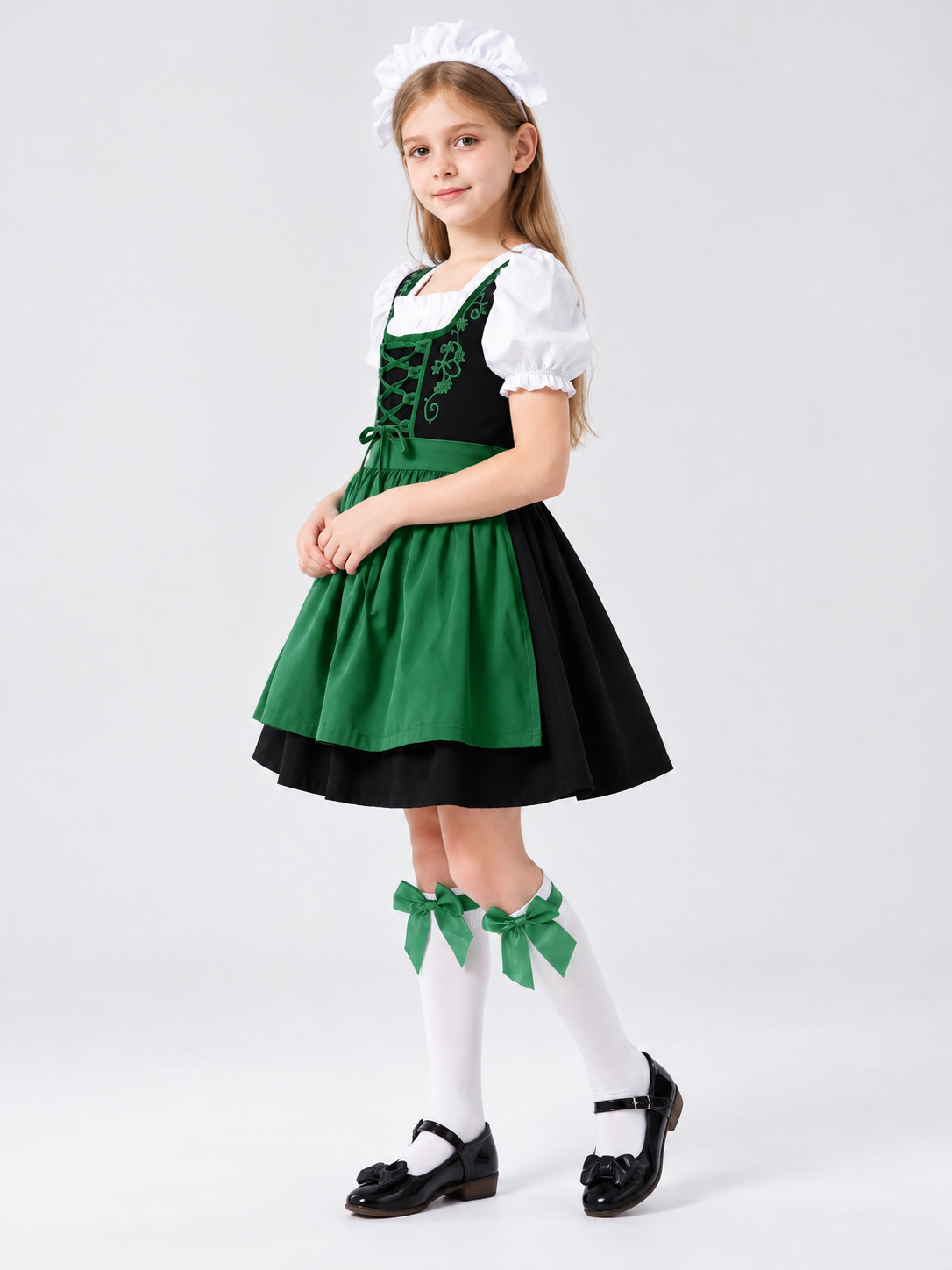 Bavarian-Style Costume with Apron and Headpiece