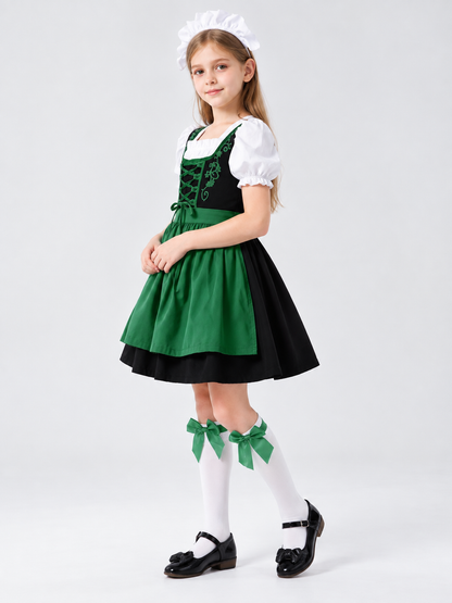 Bavarian-Style Costume with Apron and Headpiece