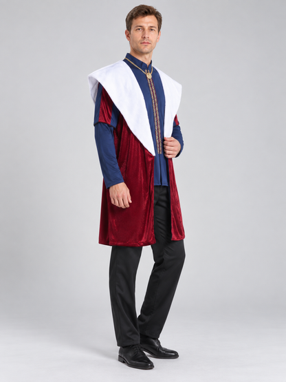 King Carnival Costume with Red Cape and Chain