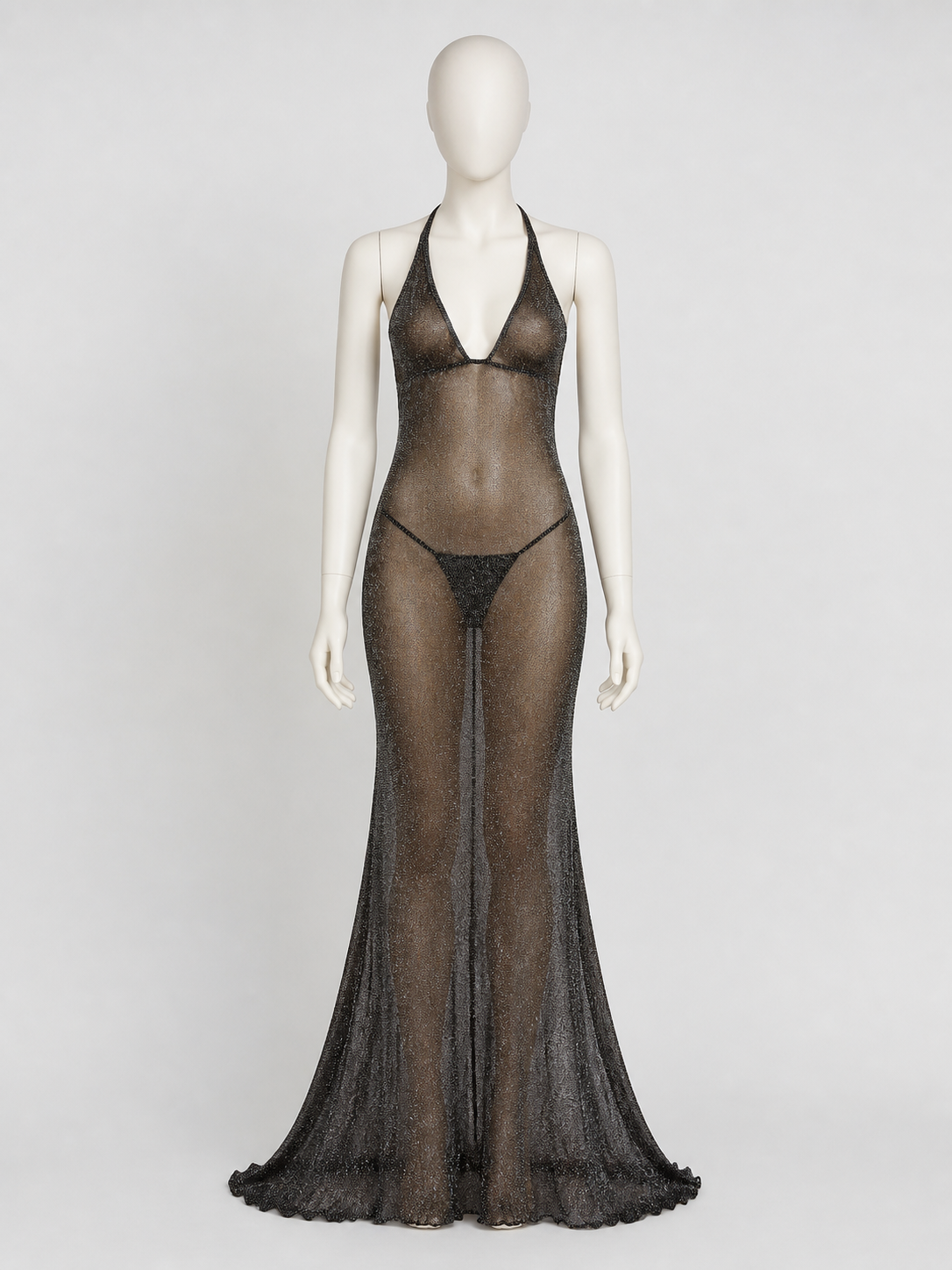 Erotic Sheer Dress with Glitter, M-3XL