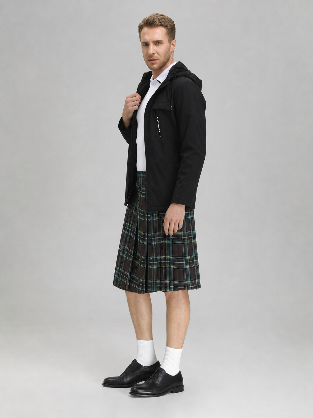 Pleated Scottish Plaid Skirt