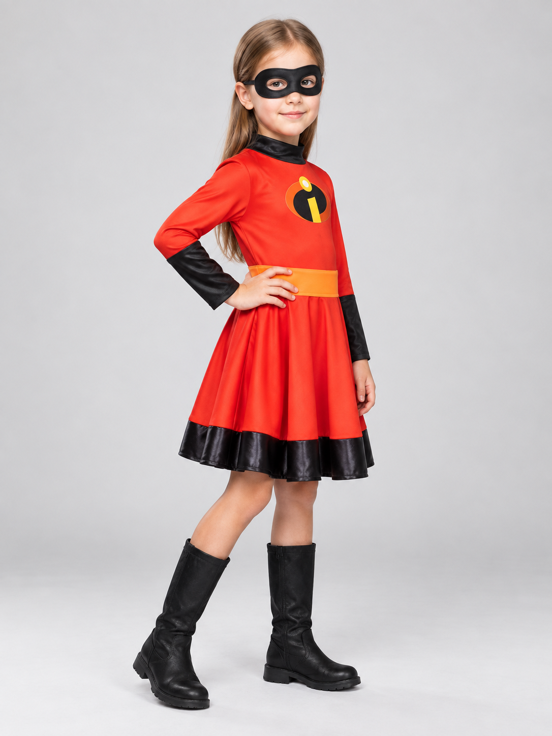 Kids' Costume Set with Dress, Mask, and Yellow Belt