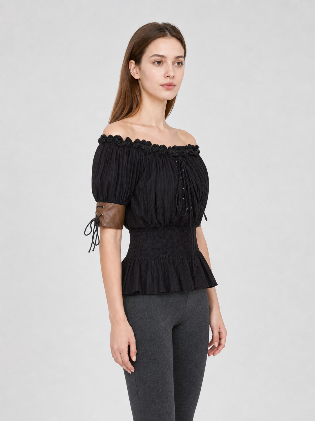 Gothic Off-the-Shoulder Lace-Up Top