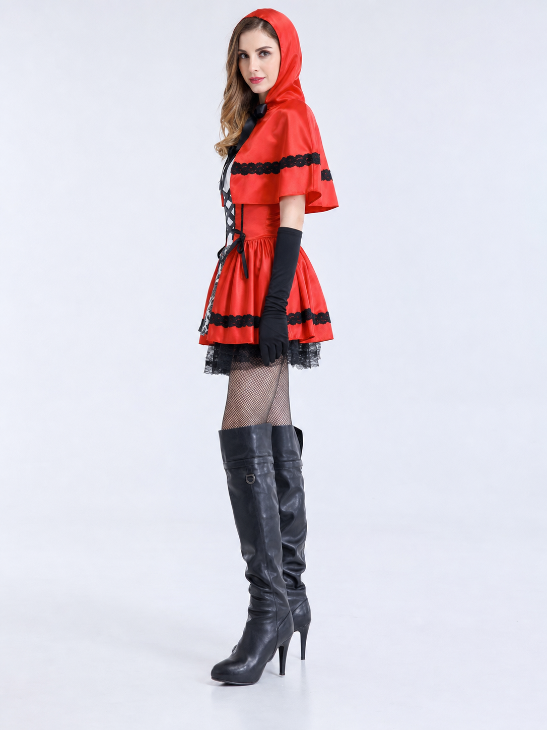 Little Red Riding Hood Costume with Hood and Gloves