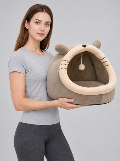 Enclosed House Bed for Cats and Small Dogs side view