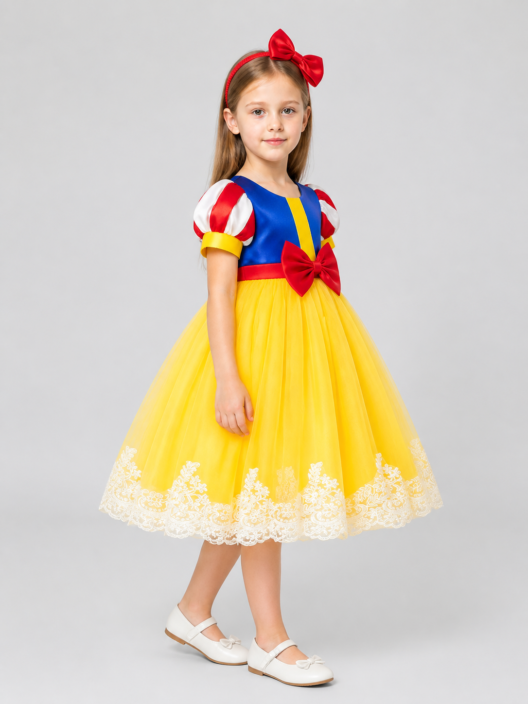 Puffy Snow White princess dress with headband