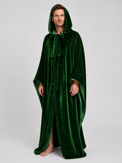 Green Hooded Death Cosplay Cloak for Halloween side view